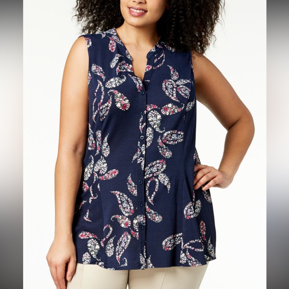 Charter Club Floral Sleeveless Top Size XL